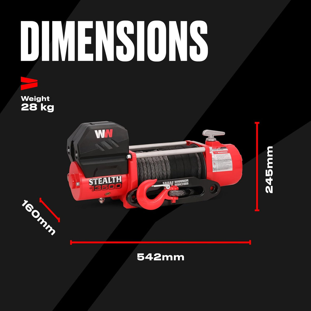 Stealth Winches 13500lb 12v Electric Winch with Synthetic Rope