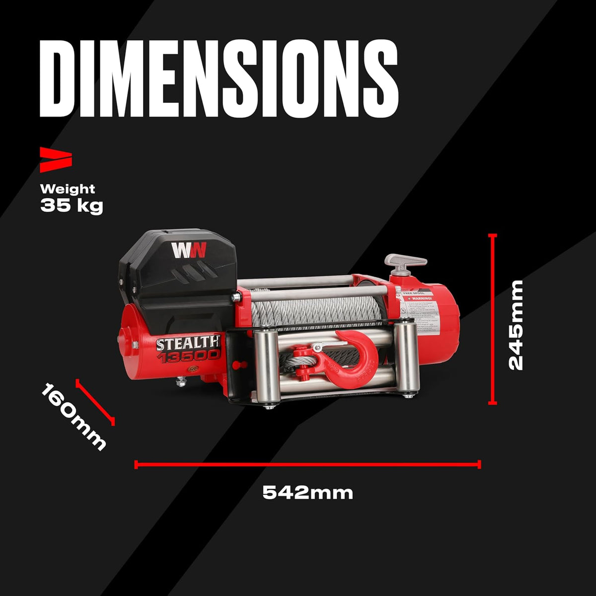 Stealth Winches 13500lb V2 12v Electric Winch (Steel Rope)