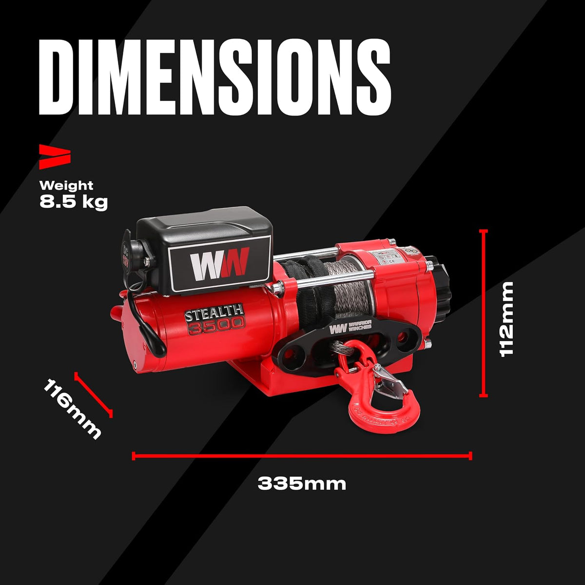 Stealth Winches 3500lb 12v Electric Winch with Synthetic Rope