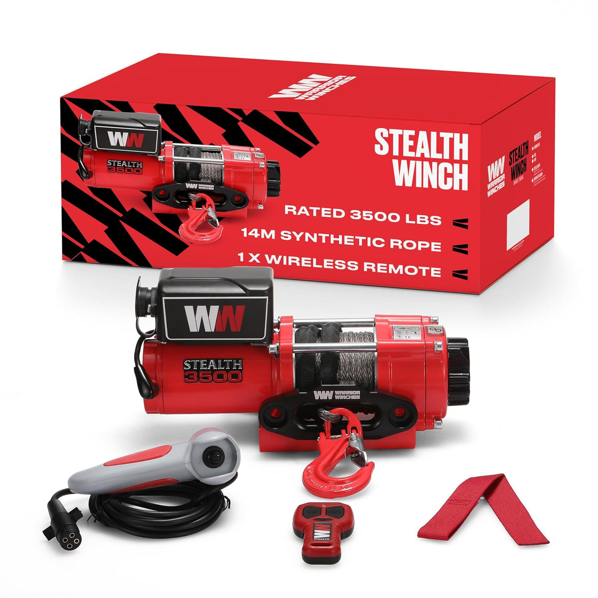Stealth Winches 3500lb 12v Electric Winch with Synthetic Rope