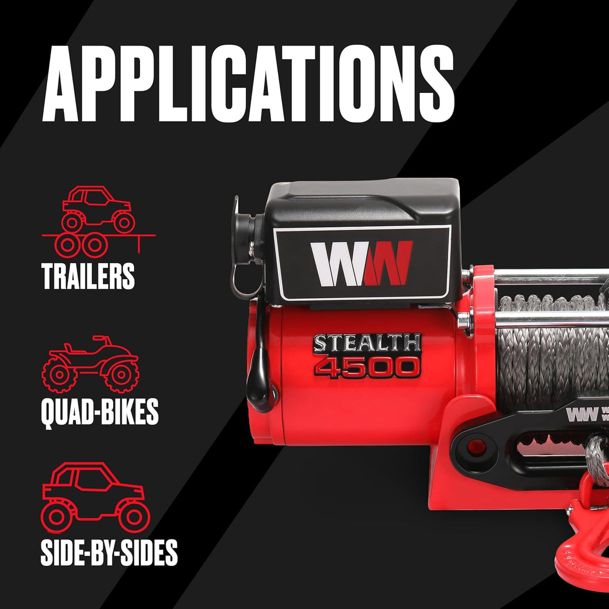 Stealth Winches 4500lb 12v Electric Winch with Synthetic Rope