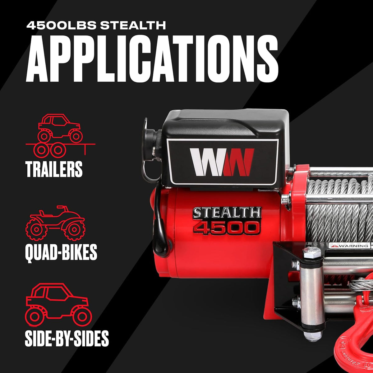 Stealth Winches 4500lb 12v Electric Winch with Steel Rope