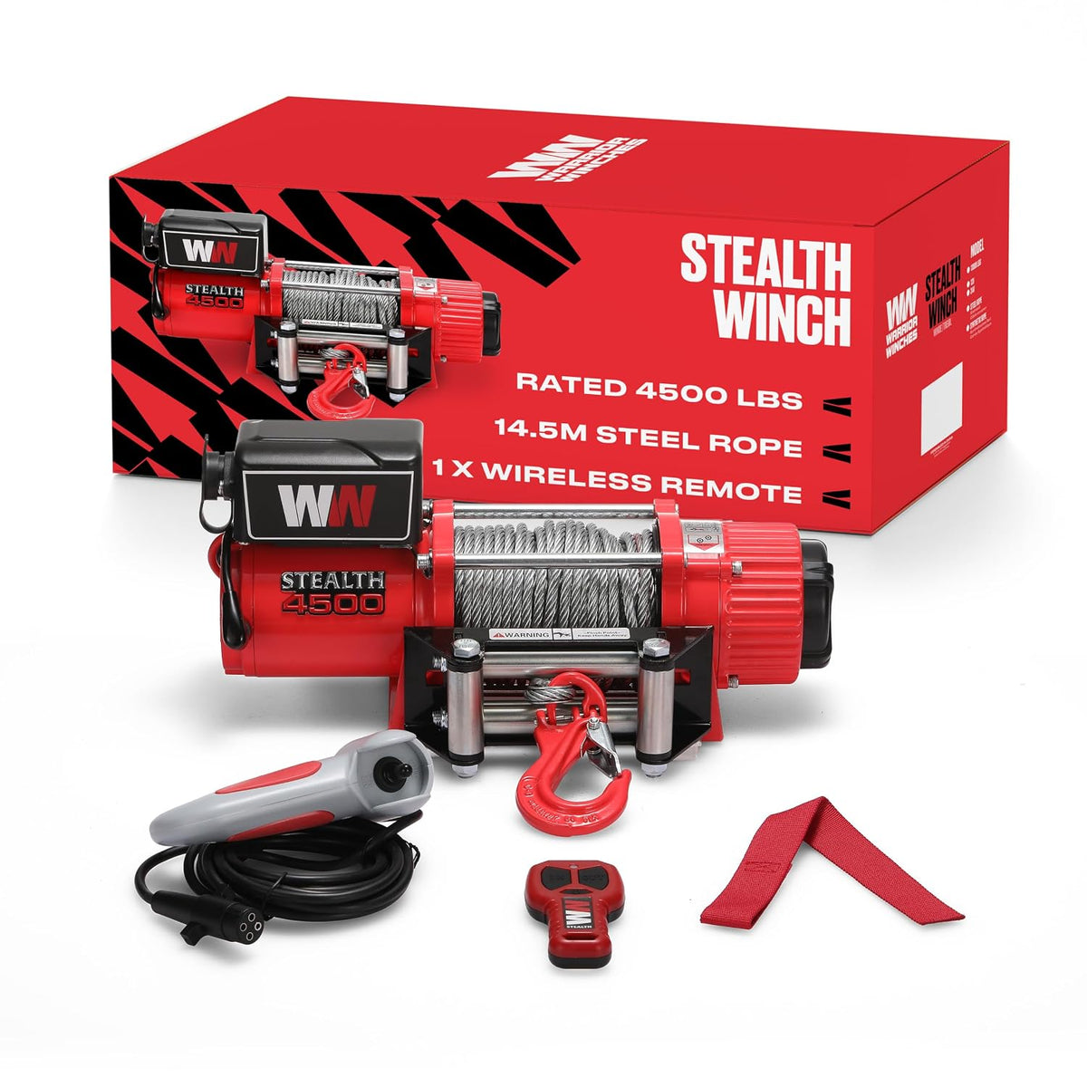Stealth Winches 4500lb 12v Electric Winch with Steel Rope