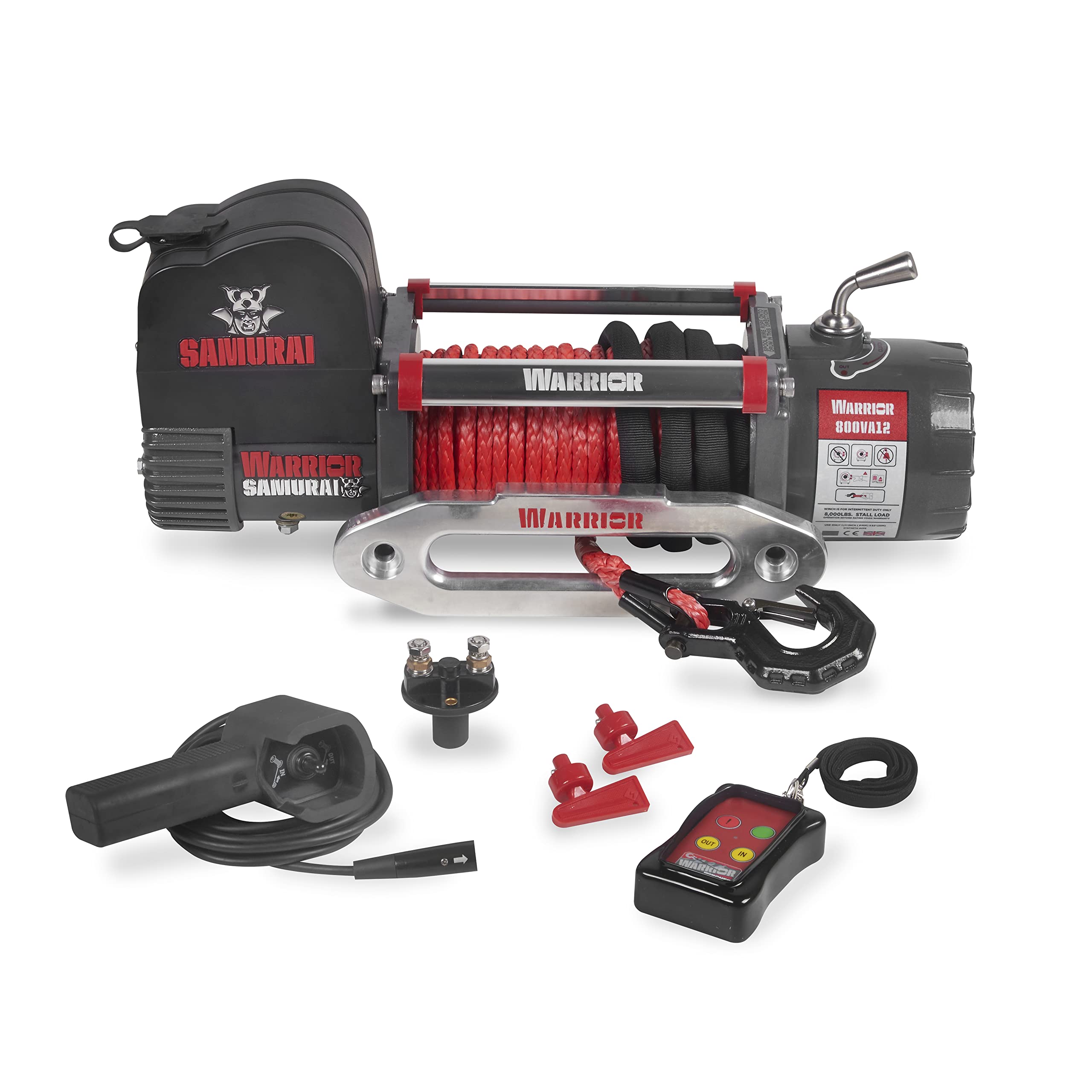 Warrior Winches Samurai 8000lb 12v Electric Winch with Armortek Synthetic Rope