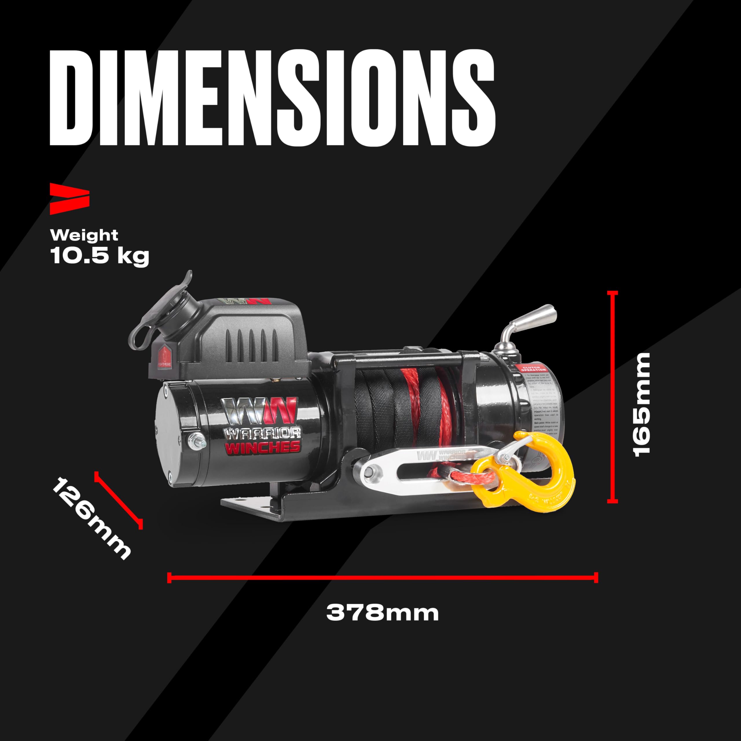 Warrior Winches Ninja Electric Winch 4500lb 12v - Synthetic Rope