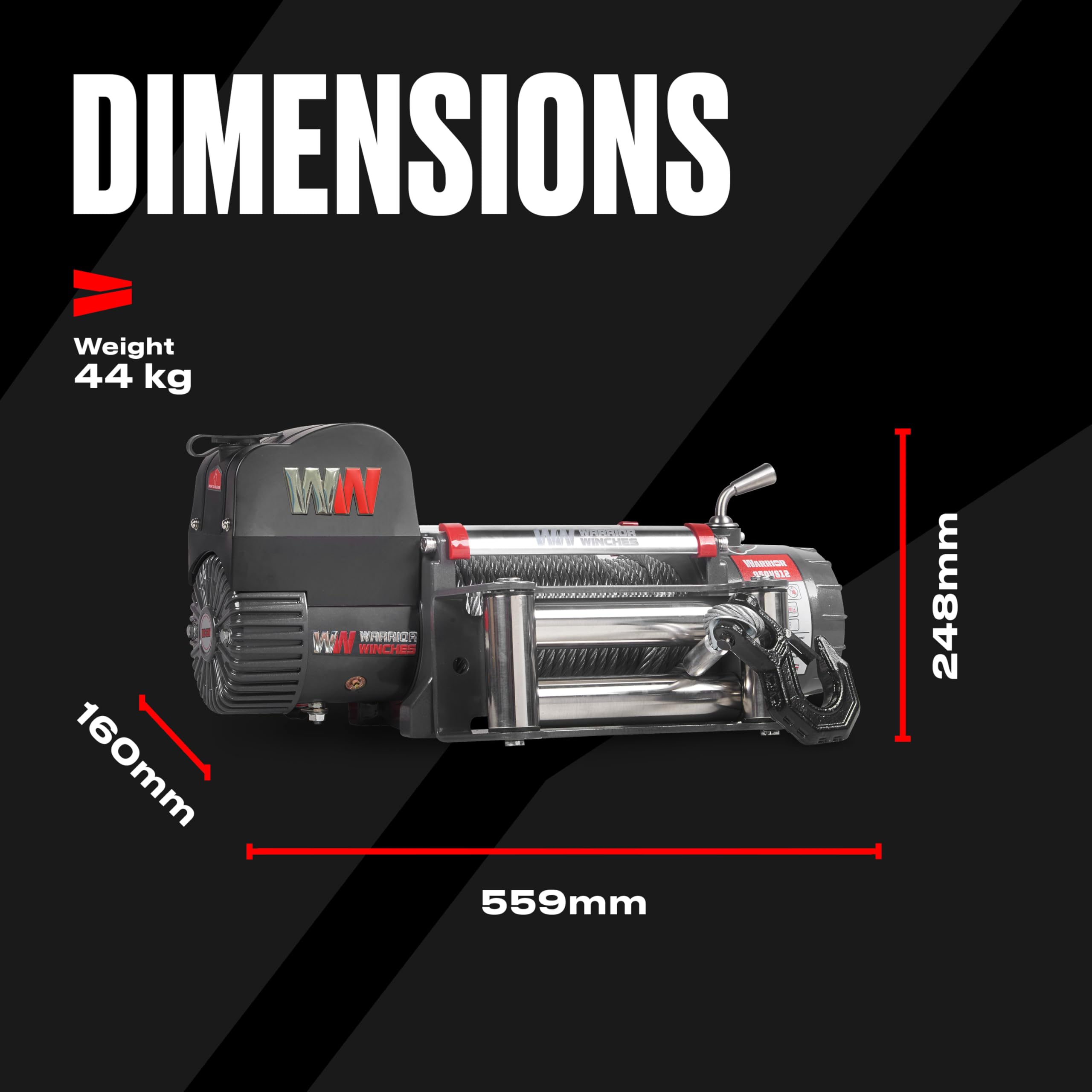 Warrior Winches Samurai 12000lb 12v Electric Winch with Steel Rope