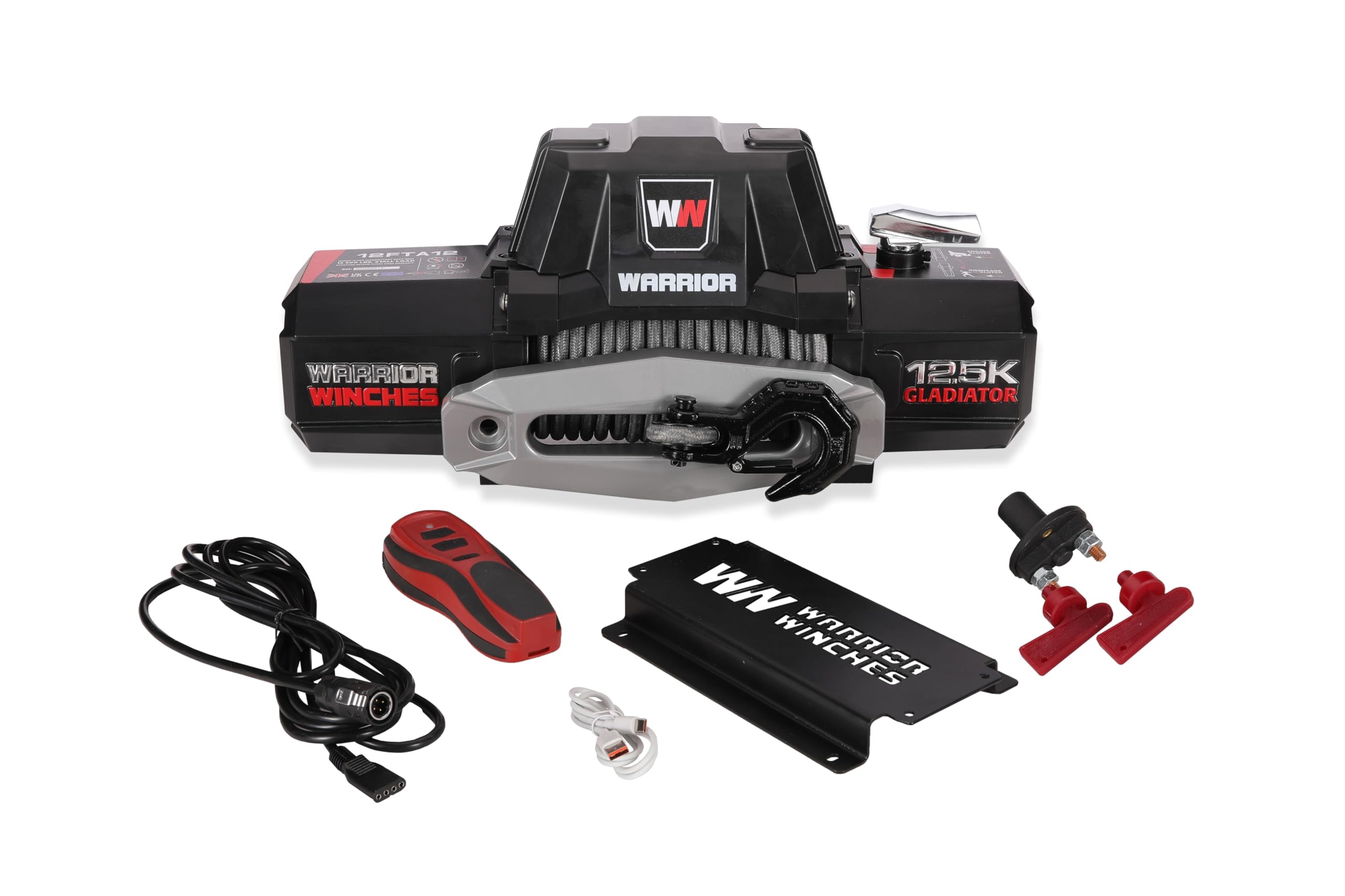 Warrior Winches Gladiator 12500lbs 12v Electric Winch with Synthetic Rope