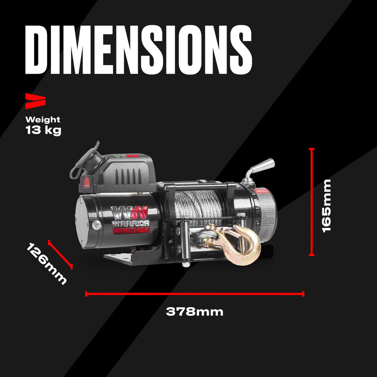 Warrior Winches Ninja 4500lb 12v Electric Winch with Steel Rope