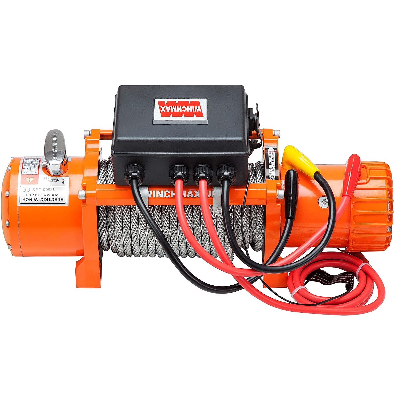 WINCHMAX 13,500lb (6,123kg) 24v Winch, 15m (Short) x 9.5mm Steel Rope. 3/8 inch Hook.