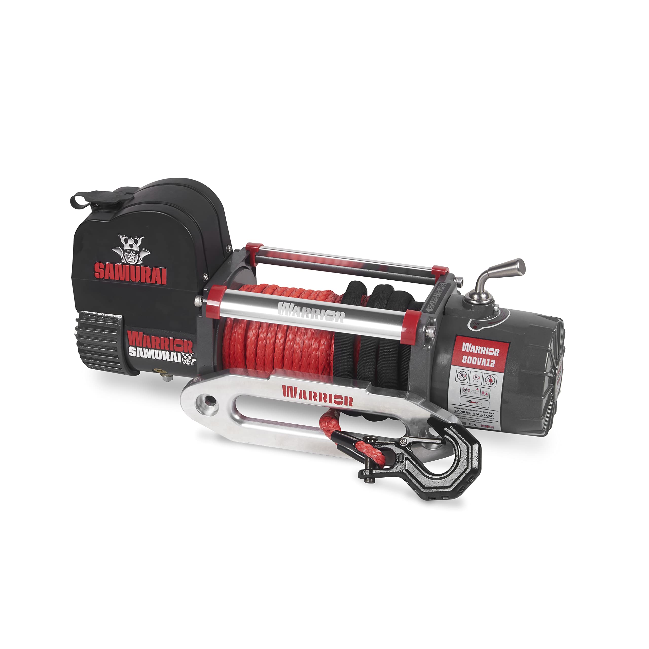 Warrior Winches Samurai 8000lb 12v Electric Winch with Armortek Synthetic Rope