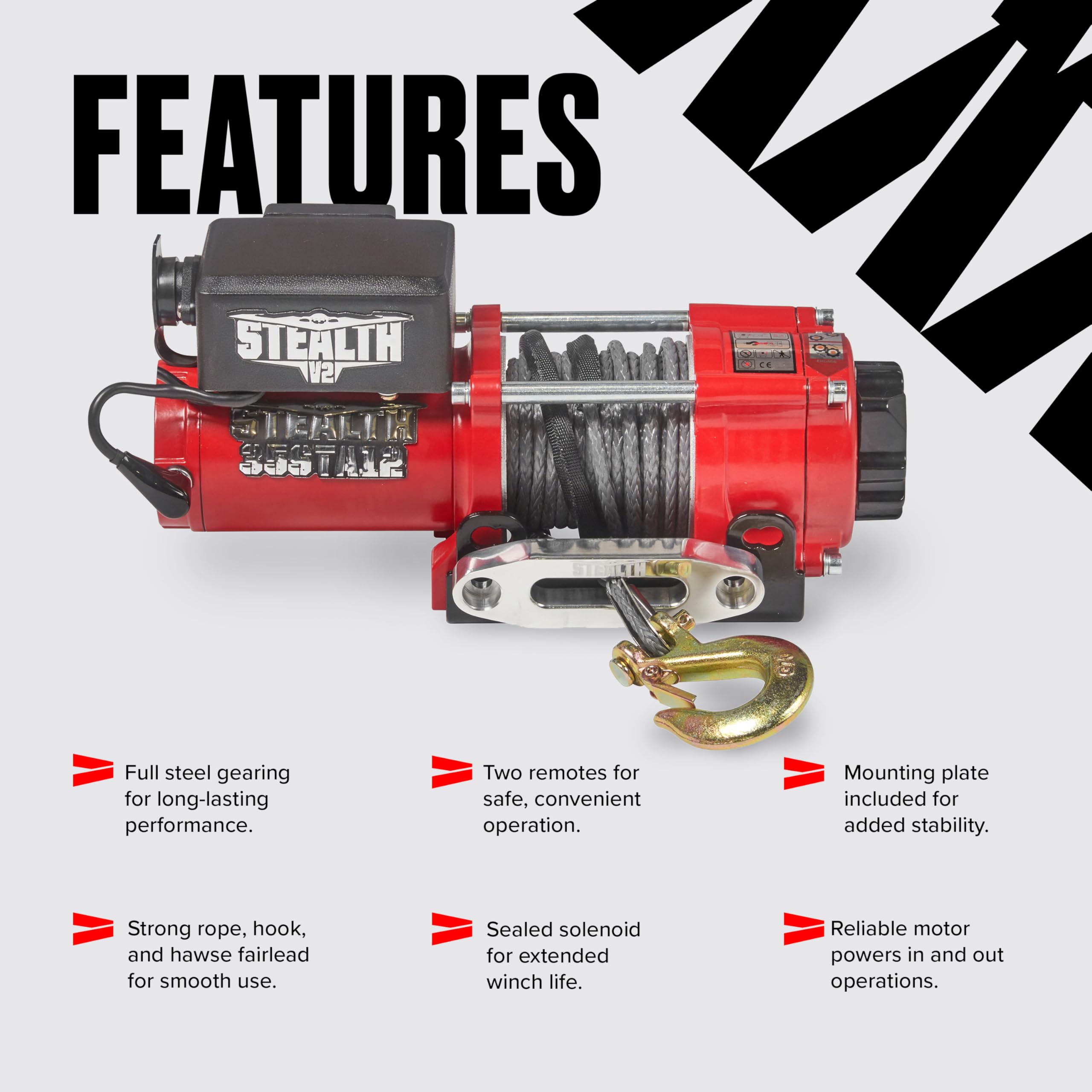 Stealth Winches 3500lb 12v Electric Winch with Synthetic Rope