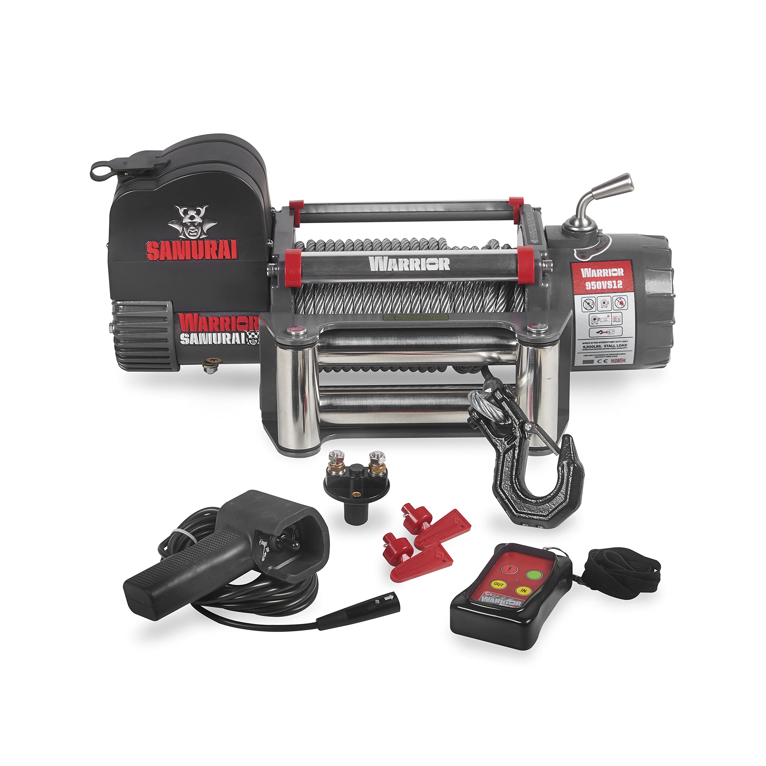 Warrior Samurai 9500lb 12v Premium Electric Winch with Steel Rope