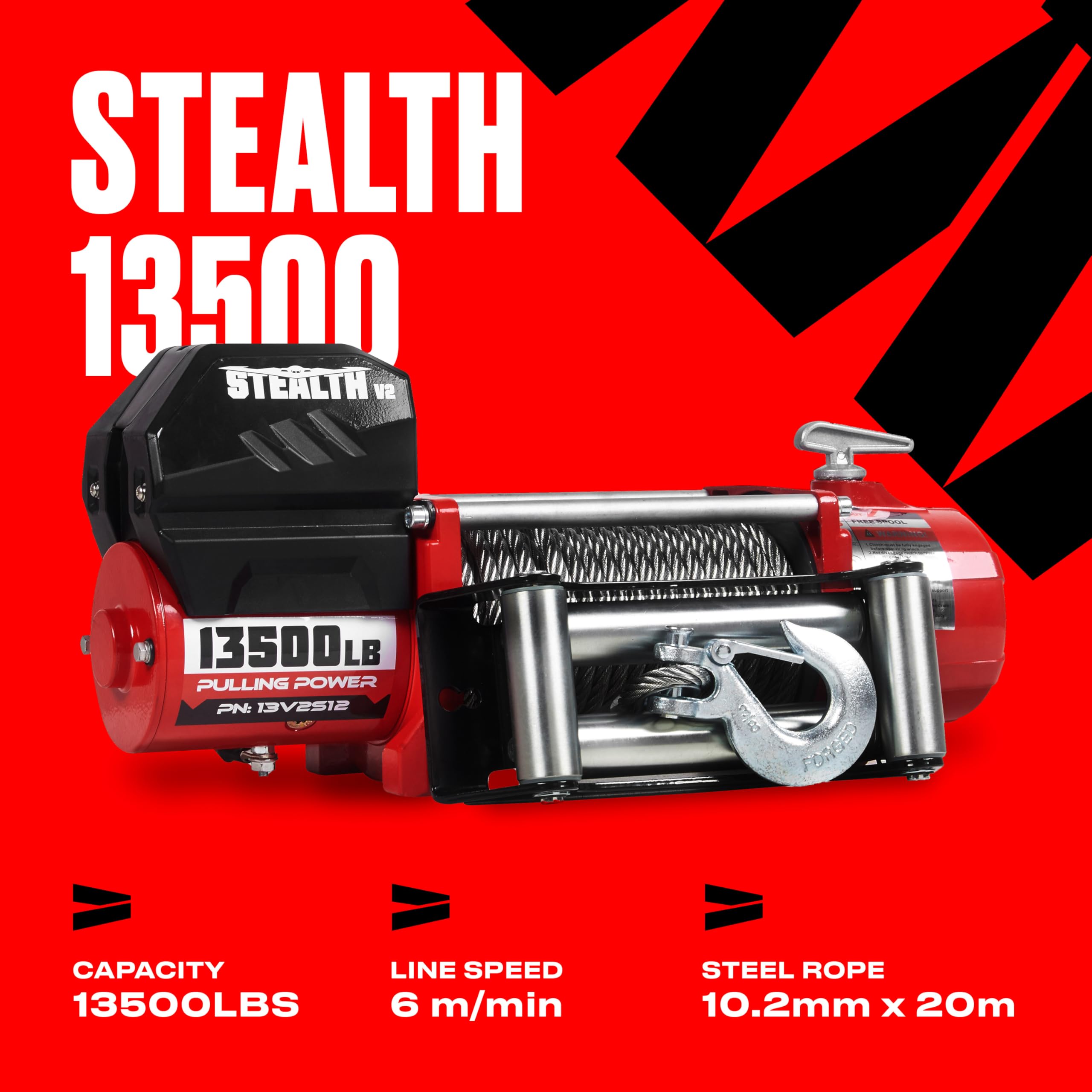 Stealth Winches 13500lb 12v Electric Winch with Steel Rope