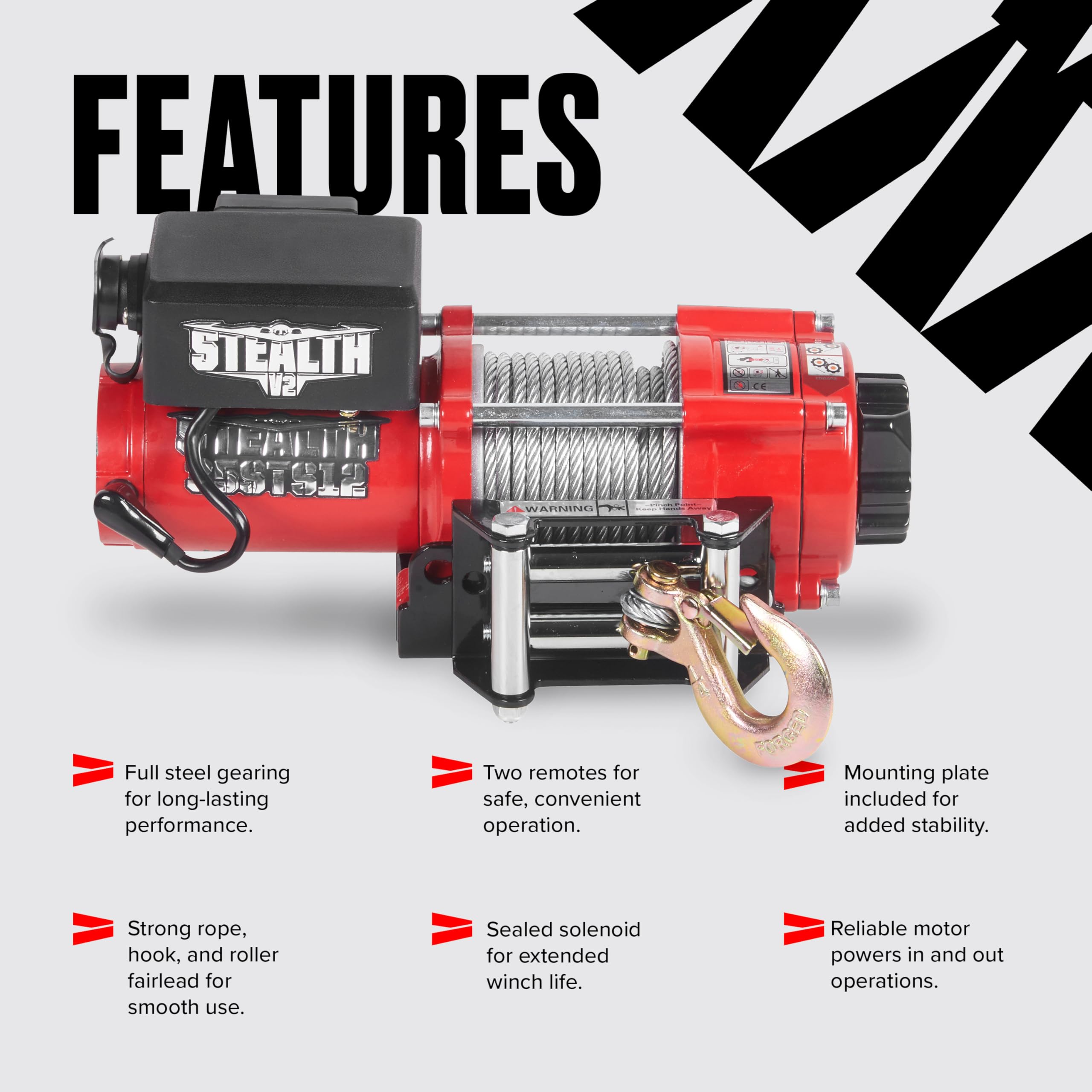 Stealth Winches 3500lb 12v Electric Winch with Steel Rope