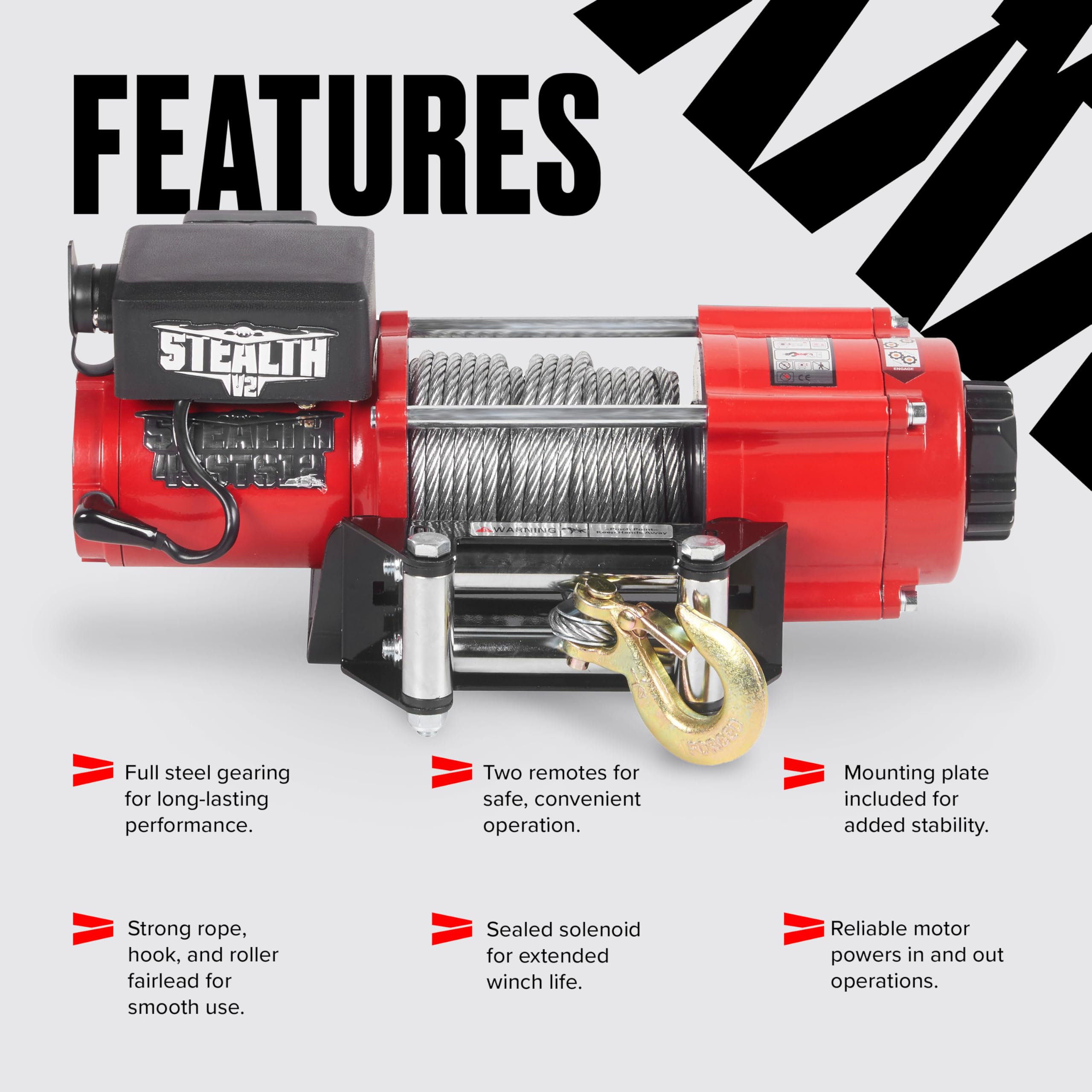 Stealth Winches 4500lb 12v Electric Winch with Steel Rope