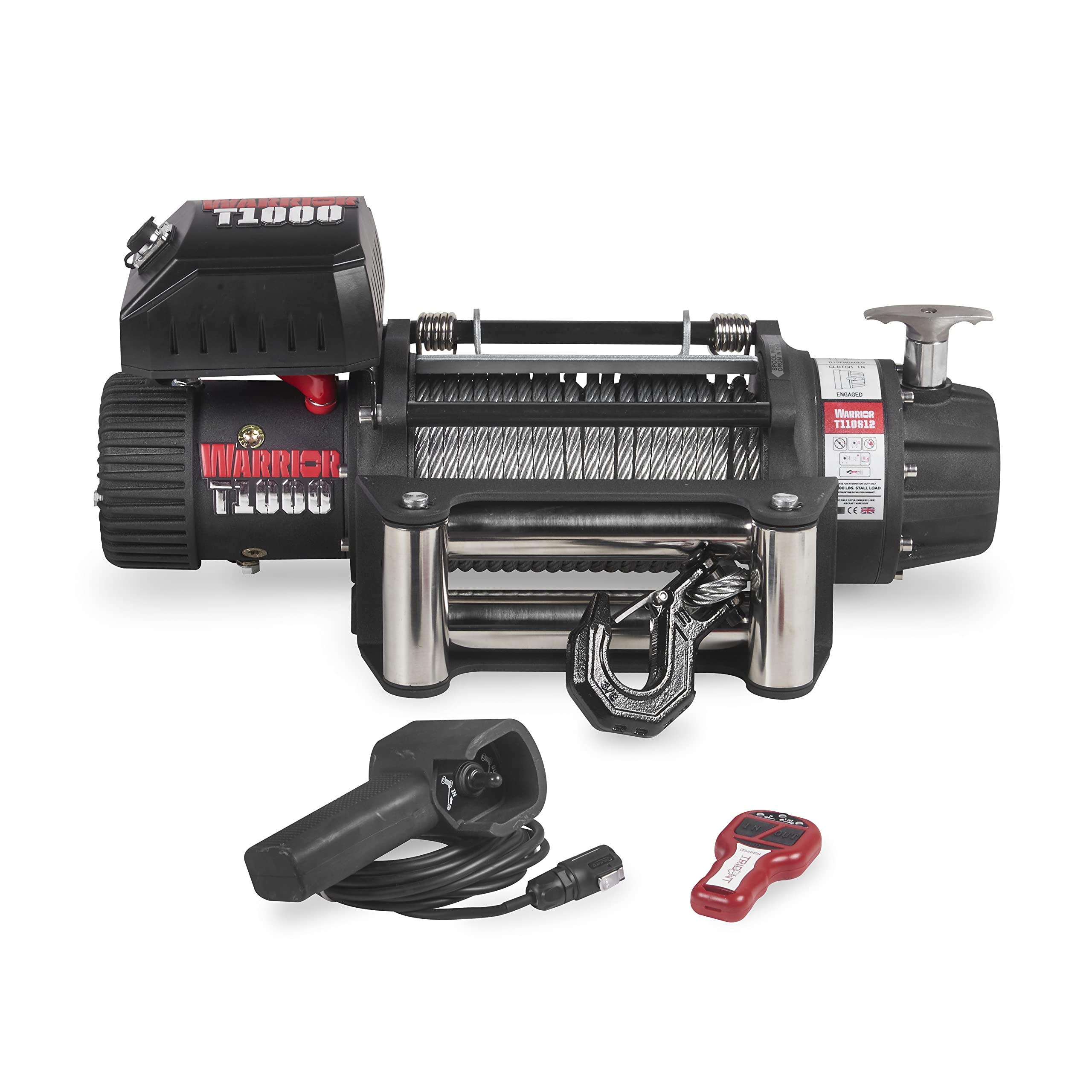 Warrior Winches T1000 Severe Duty 10000lb 12V Electric Winch with 26m Steel Rope
