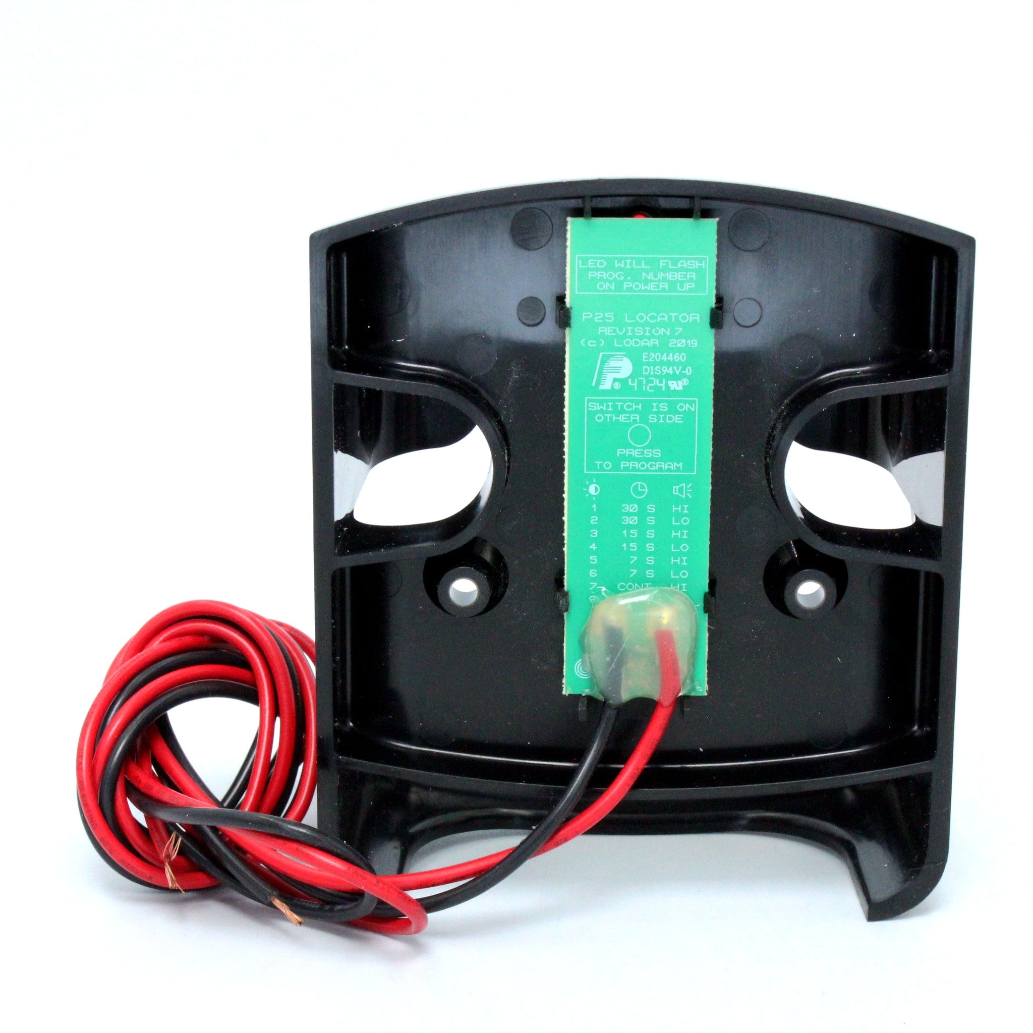 Lodar AC9813 handset holder showing programmable alarm board and wiring