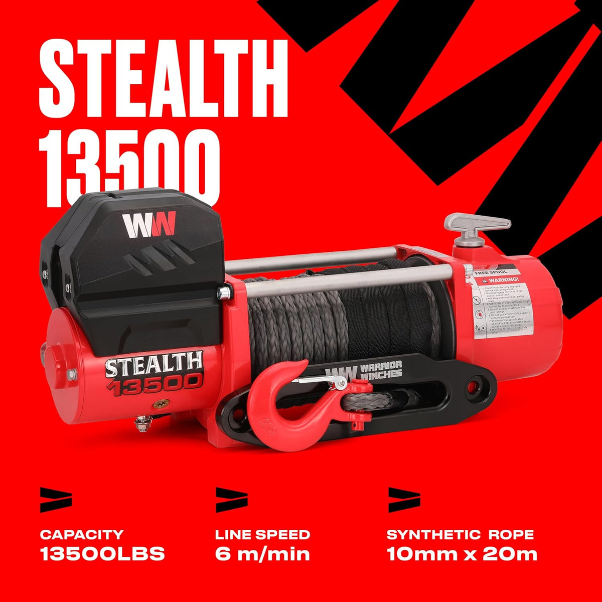 Stealth Winches 13500lb 12v Electric Winch with Synthetic Rope
