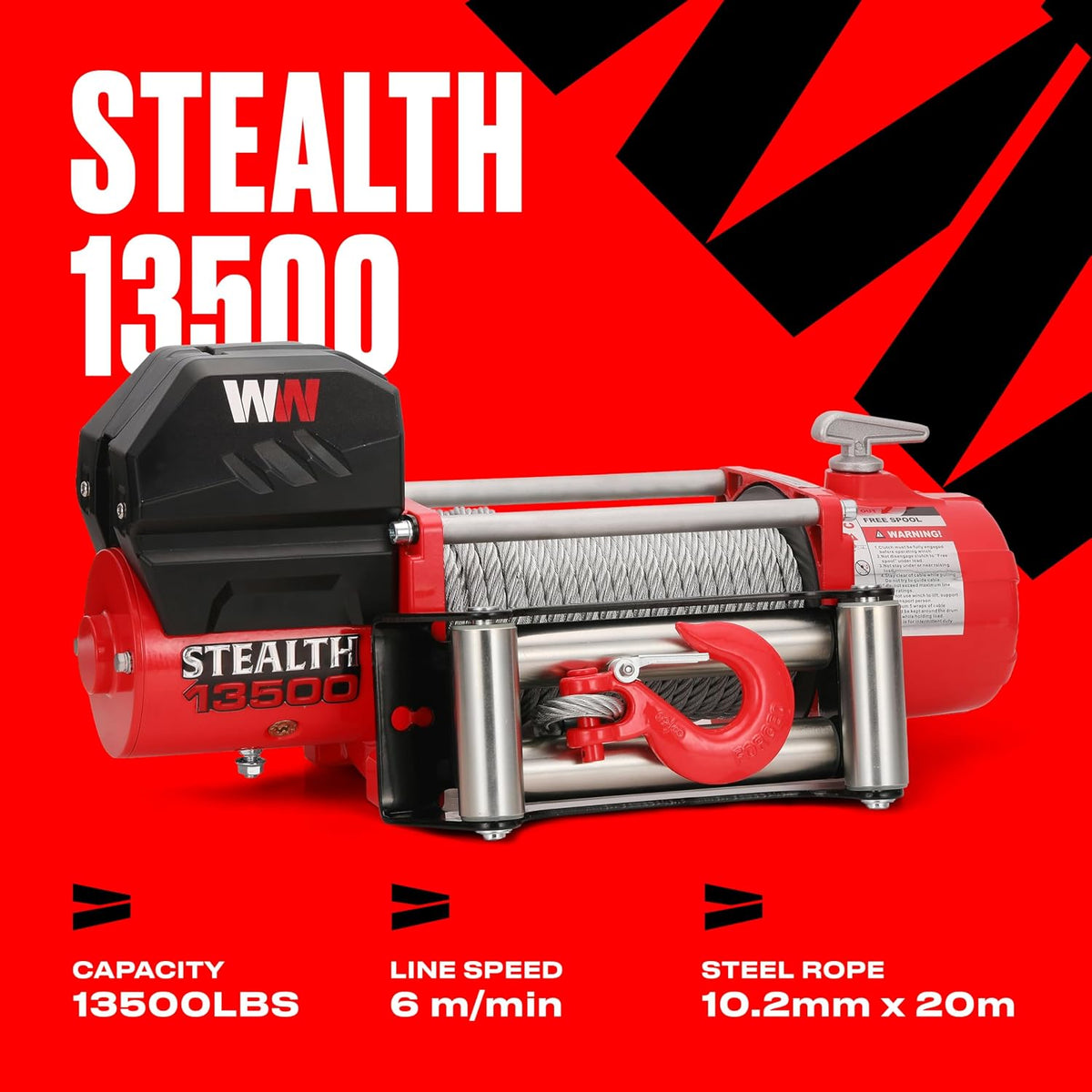 Stealth Winches 13500lb V2 12v Electric Winch (Steel Rope)