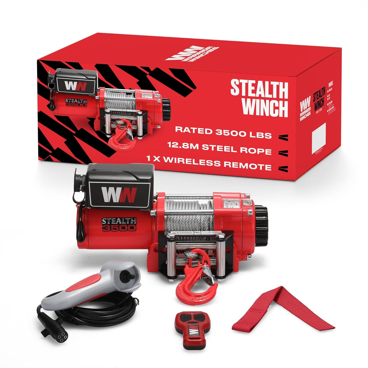 Stealth Winches 3500lb 12v Electric Winch with Steel Rope