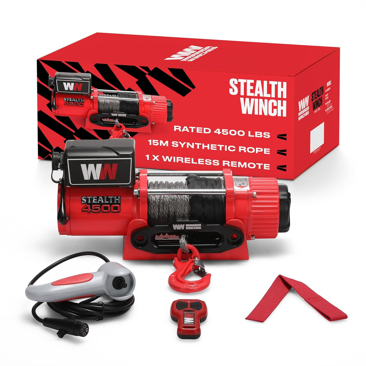 Stealth Winches 4500lb 12v Electric Winch with Synthetic Rope