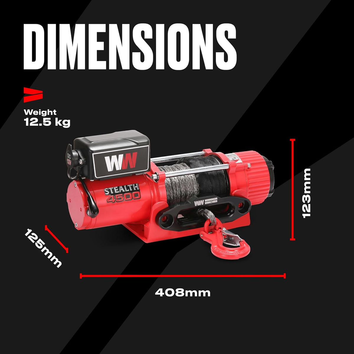 Stealth Winches 4500lb 12v Electric Winch with Synthetic Rope