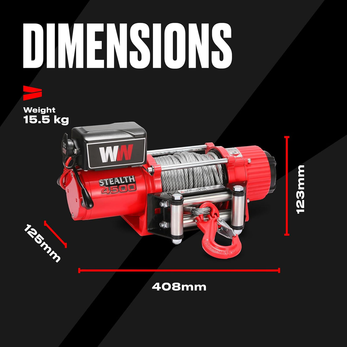 Stealth Winches 4500lb 12v Electric Winch with Steel Rope