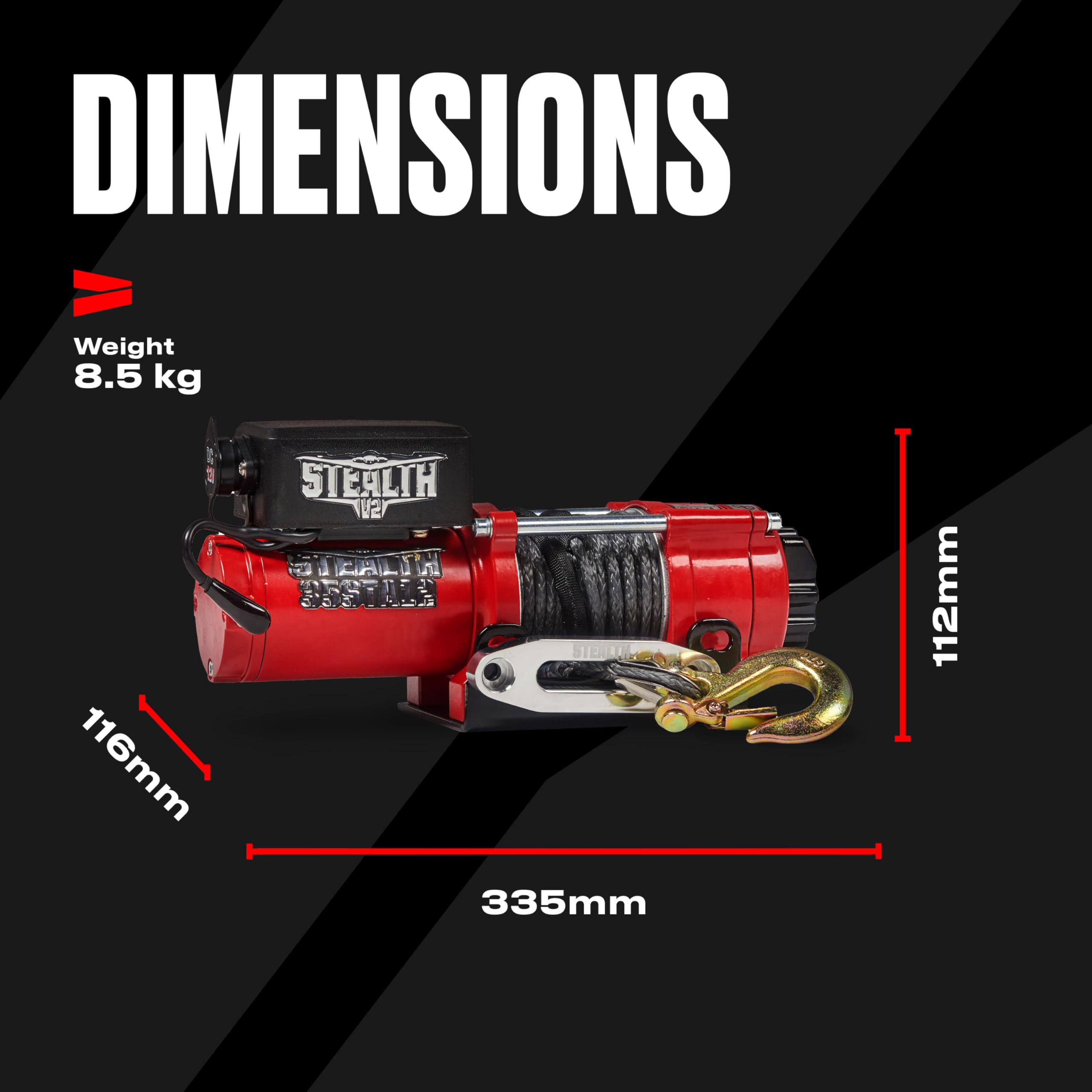 Stealth Winches 3500lb 12v Electric Winch with Synthetic Rope