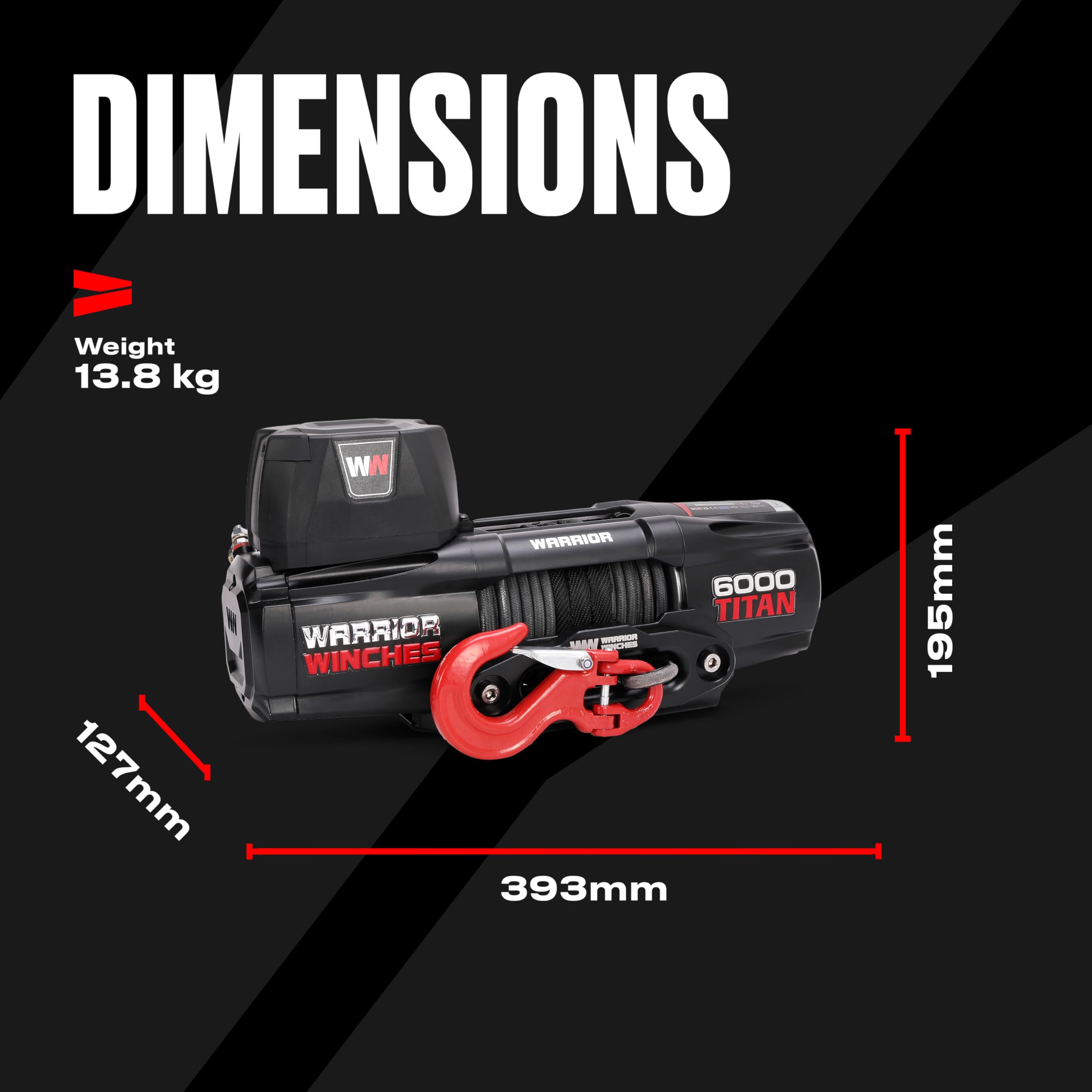 Warrior Winches Titan 6000lb 12V Electric Winch with Synthetic Rope