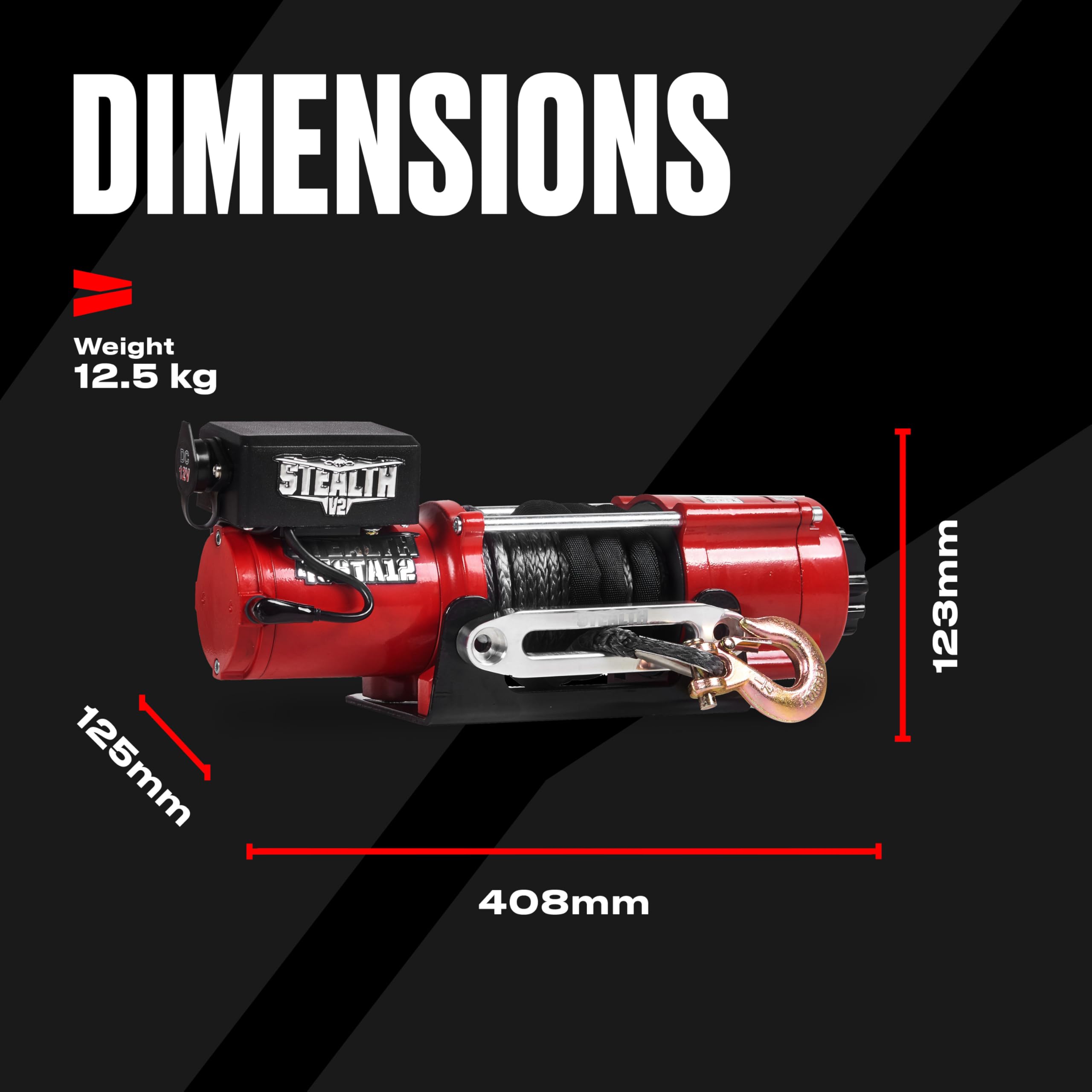 Stealth Winches 4500lb 12v Electric Winch with Synthetic Rope