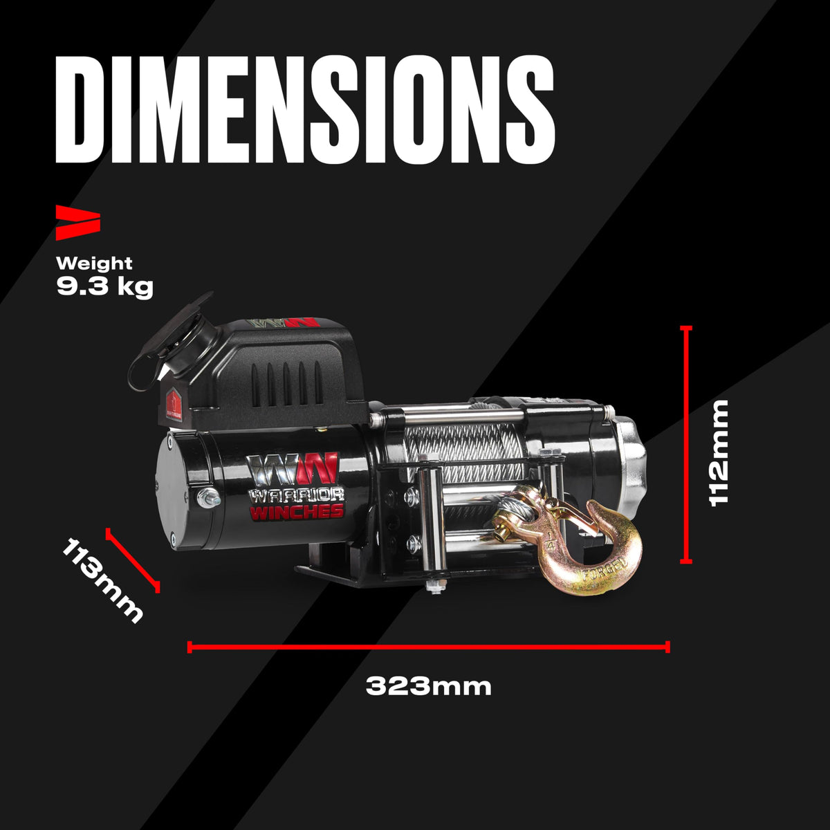 Warrior Winches Ninja 2500lb 12v Electric Winch with Steel Rope