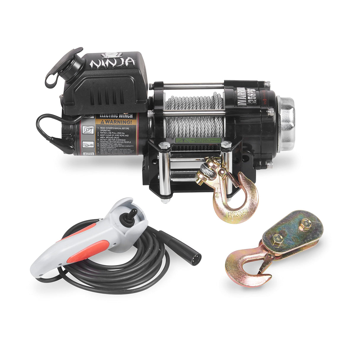 Warrior Winches Ninja 2500lb 12v Electric Winch with Steel Rope