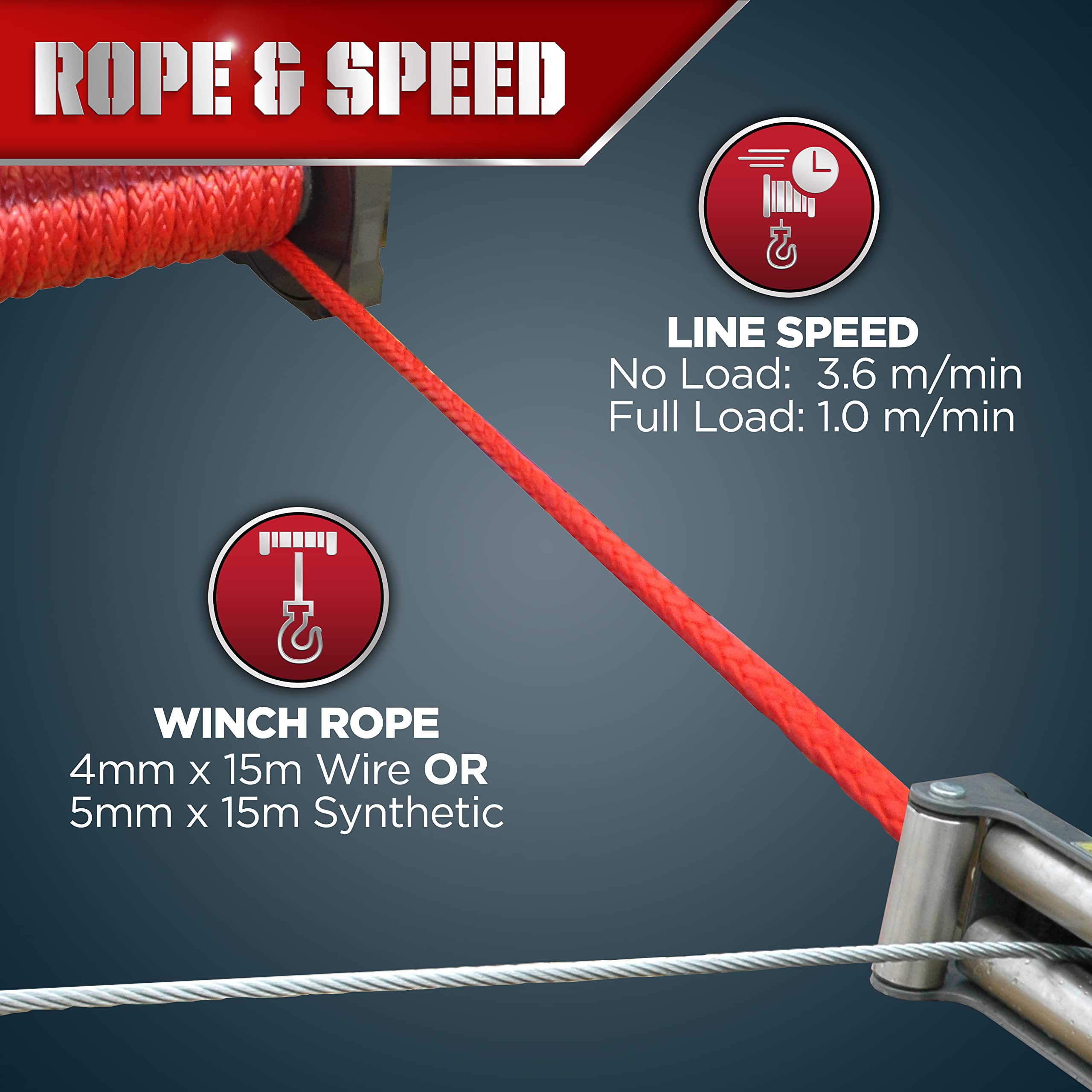 Warrior Winches Ninja 2000lb 12v Electric Winch with Steel Rope