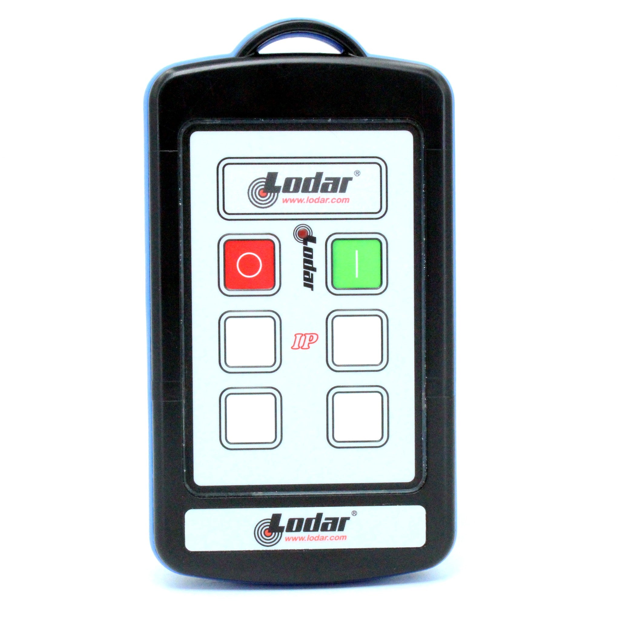 Lodar 92204TX-3 IP handset front view showing red stop green on and 6 blank button positions