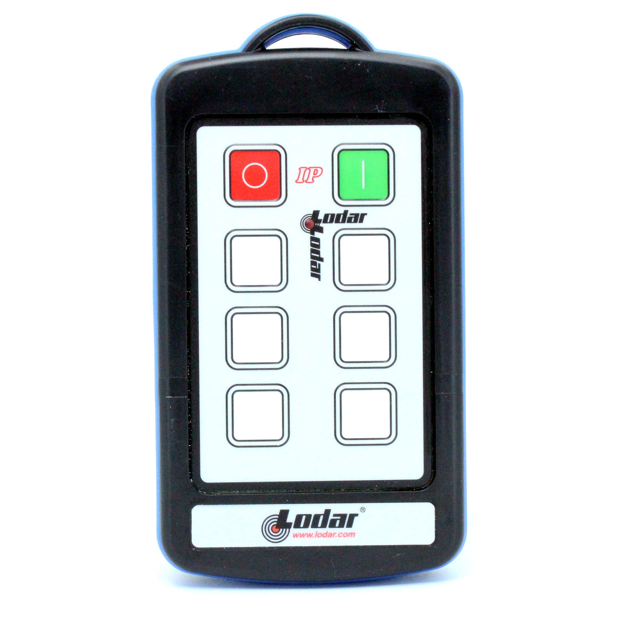Lodar 92206TX-3 IP handset front view showing red stop green on IP label and 8 blank button positions