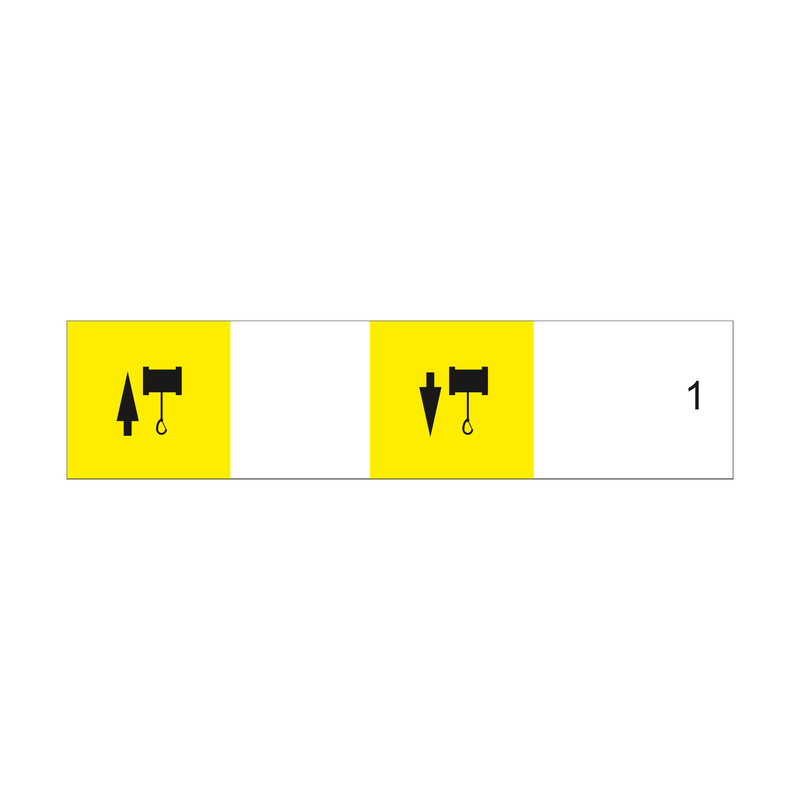 Lodar IP handset button insert number 1 showing winch up and winch down symbols on yellow button faces