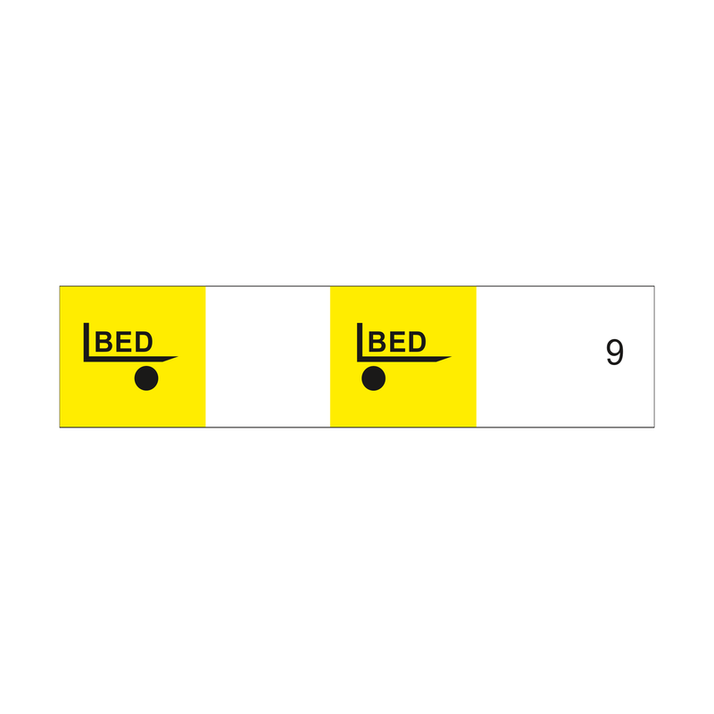 Lodar IP handset button insert number 9 showing two BED level symbols on yellow button faces for bed in out function